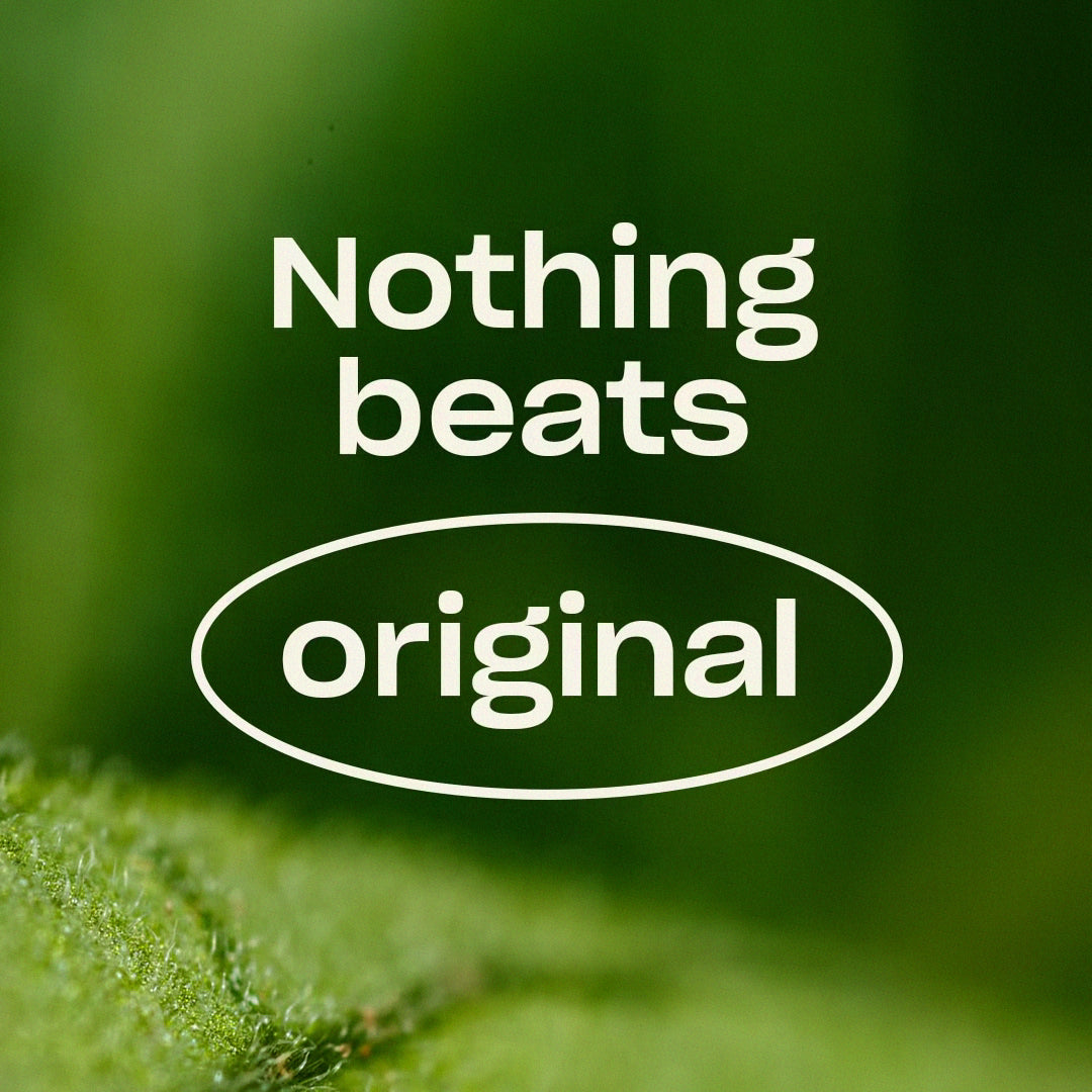 Text 'Nothing beats original' on a green background