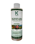 A bottle of Microflora Pro with branding and information printed on the label.