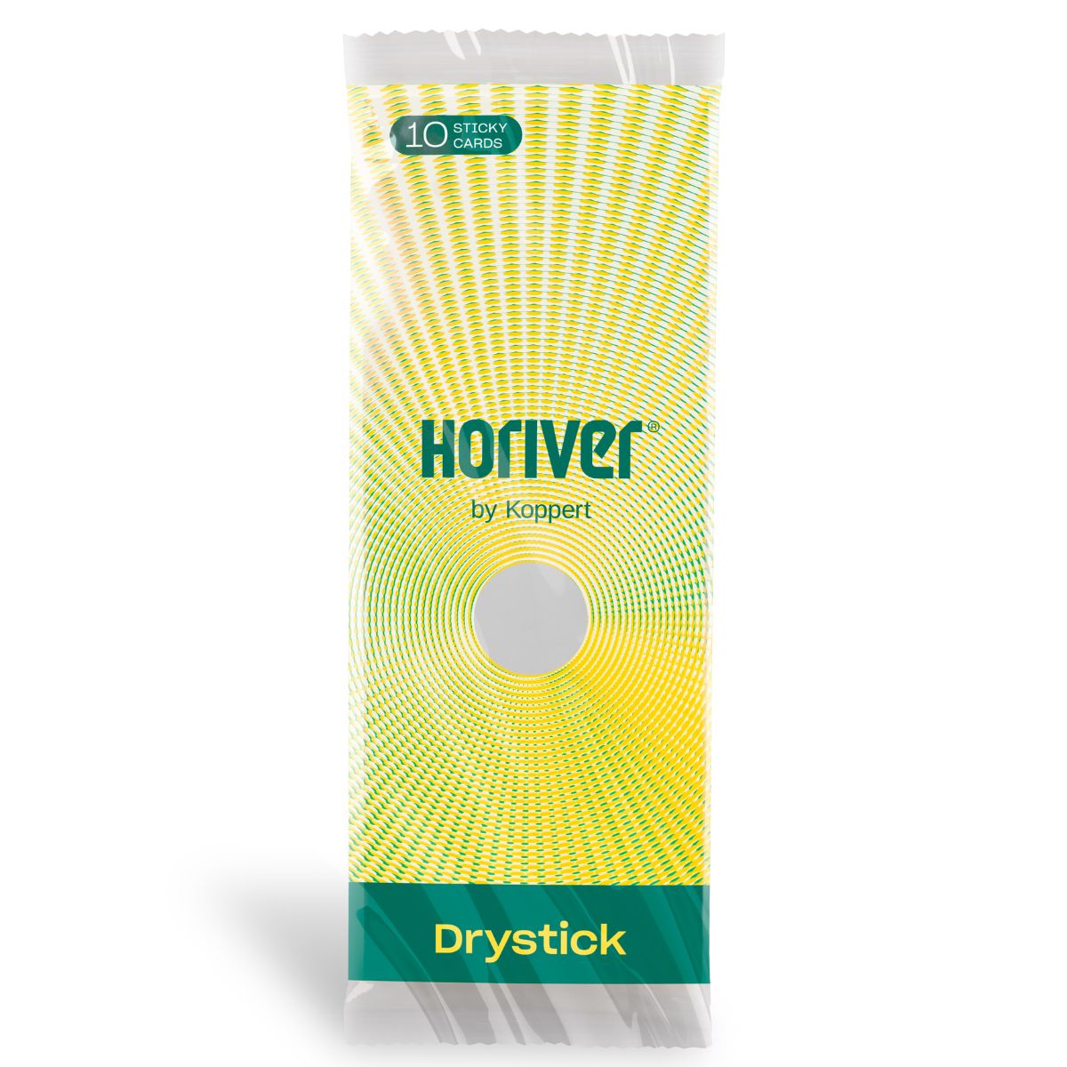 Packaging of Horiver Drystick Cards with a yellow color scheme, branding, and the name of the product visible.