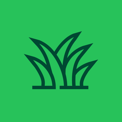 Icon of grass blades on a green background