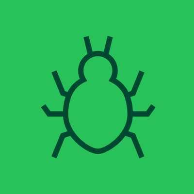 Icon of a bug on a green background
