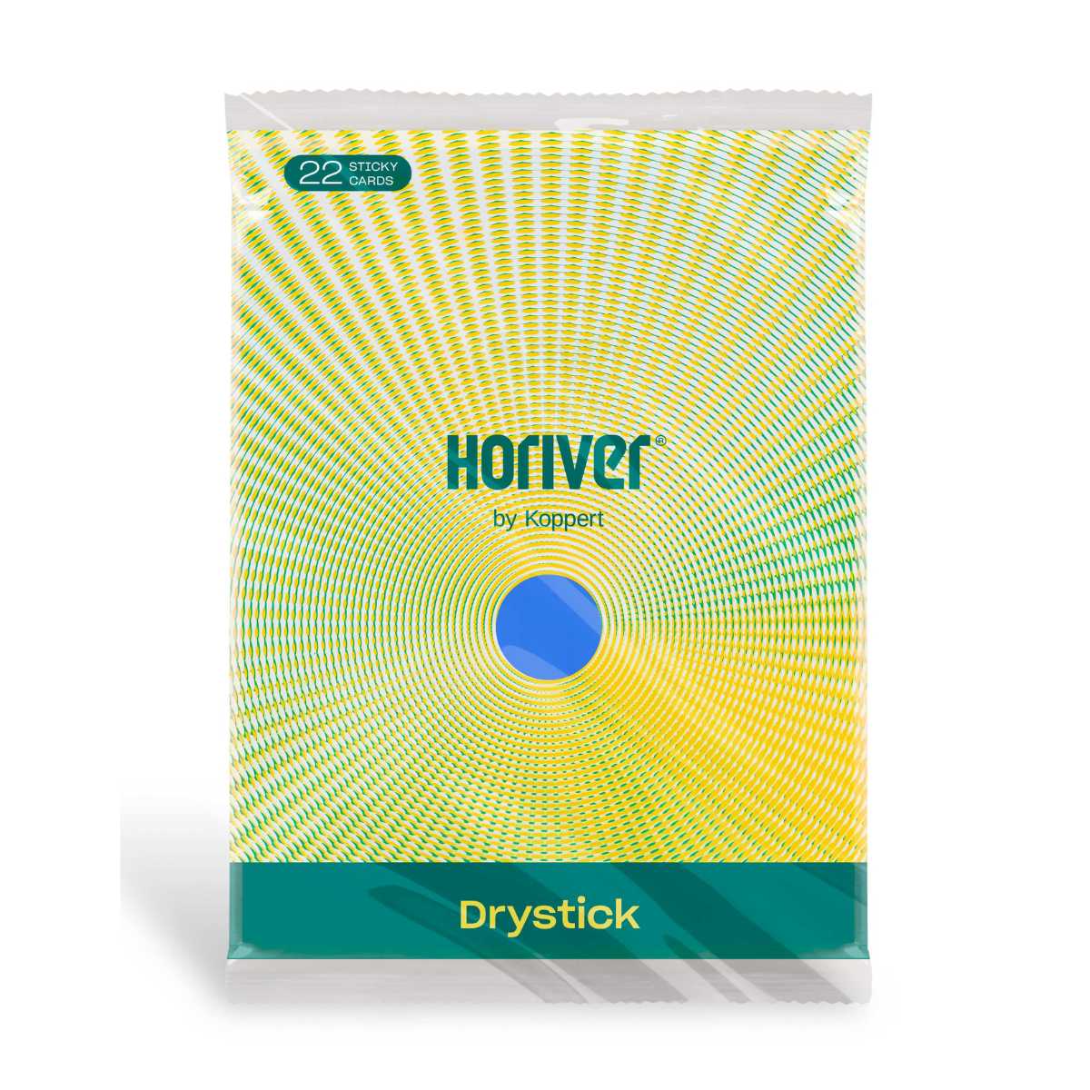 Packaging of Horiver Drystick Cards containing blue sticky traps, branding, and the name of the product visible.