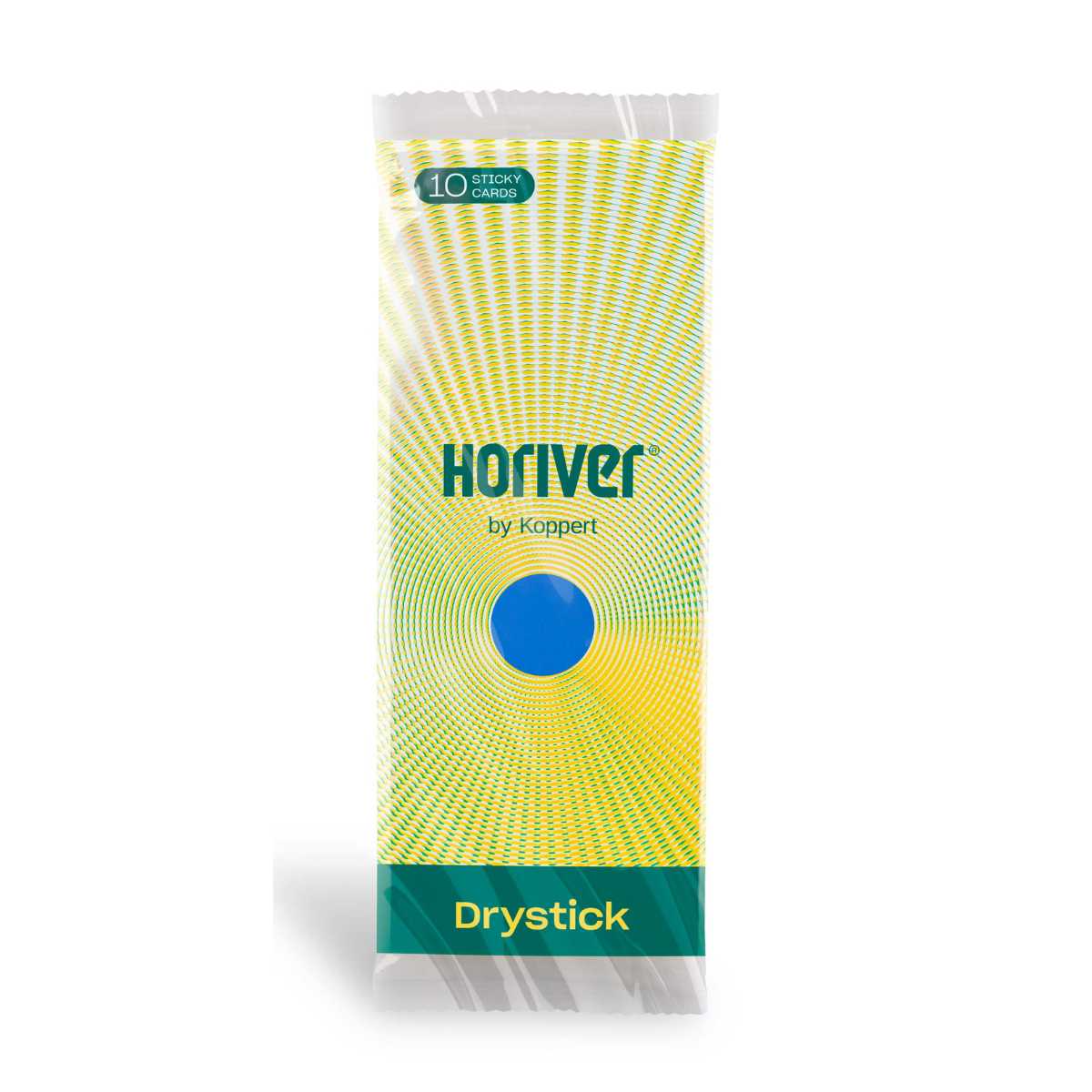 Packaging of Horiver Drystick Cards containing blue sticky traps, branding, and the name of the product visible.