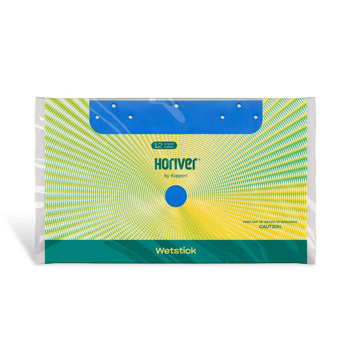 Emballage des cartes Horiver Wetstick avec des pièges collants bleus, marque visible