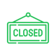 Green 'CLOSED' sign icon on a white background
