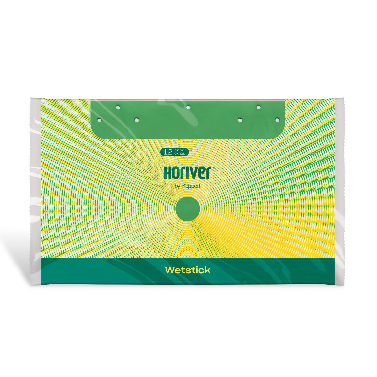 Emballage des cartes Horiver Wetstick avec des pièges verts collants, marque visible