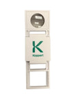 A plastic magnifying lens with a white frame and a green 'K' logo, designed for close-up examination of plant parts and pests.