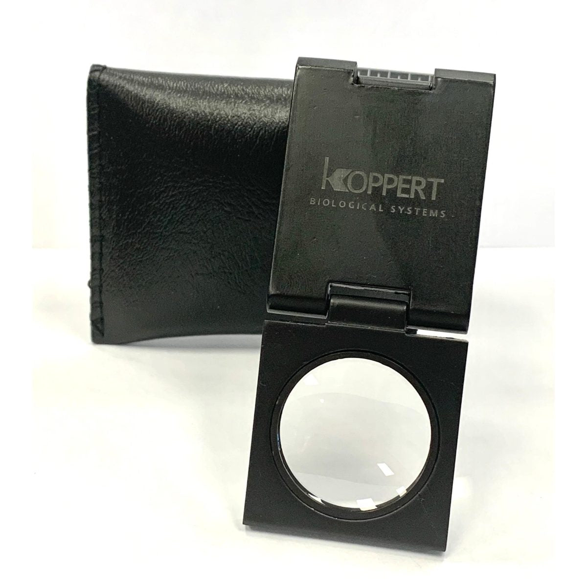 Black koppert metal magnify lens with black leater case