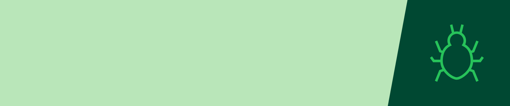 Green icon of a bug on a green background