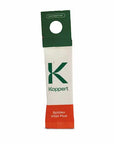 orange and white sachet with a green hook on a white background