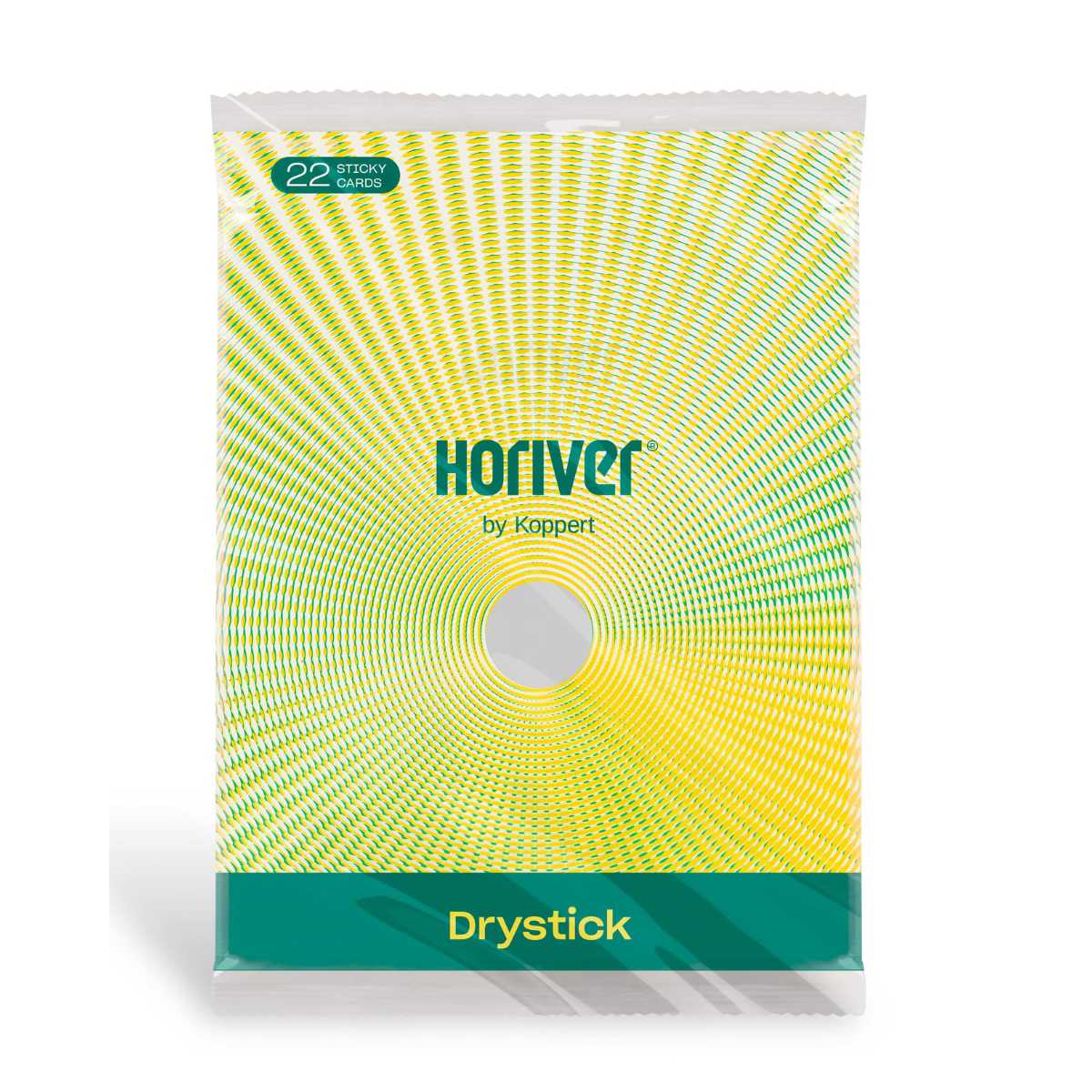 Packaging of Horiver Drystick Cards containing white sticky traps, branding, and the name of the product visible.