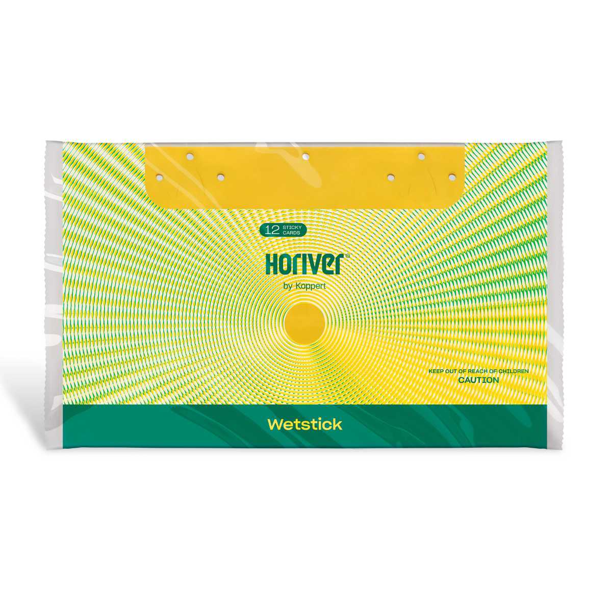 Packaging of Horiver Wetstick Cards with yellow sticky traps, branding visible