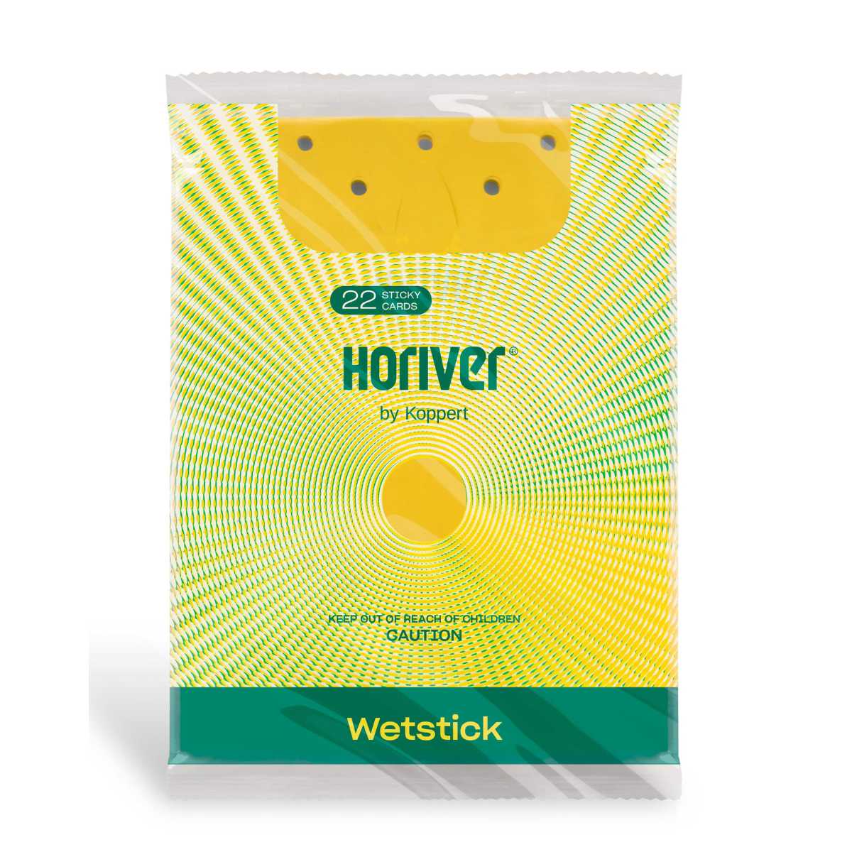 Packaging of Horiver Wetstick Cards with yellow sticky traps, branding visible