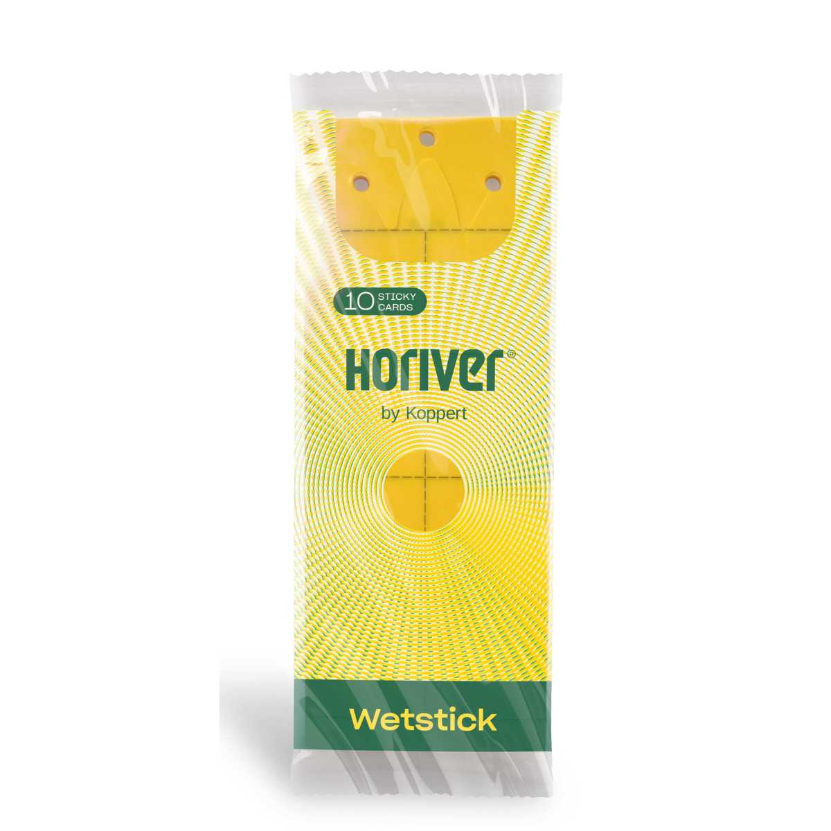 Packaging of Horiver Wetstick Cards with yellow sticky traps, branding visible
